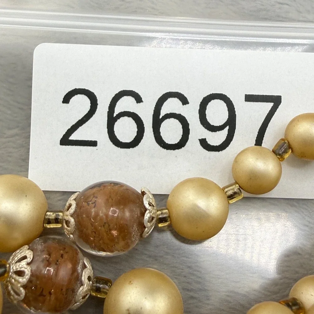 Vintage Layered Necklace Gold Tone Beaded 15